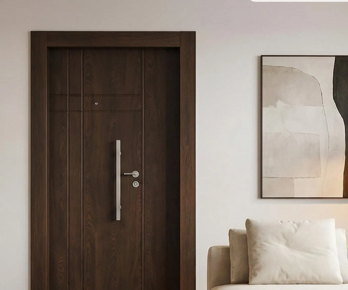 Walnut-finish bedroom door